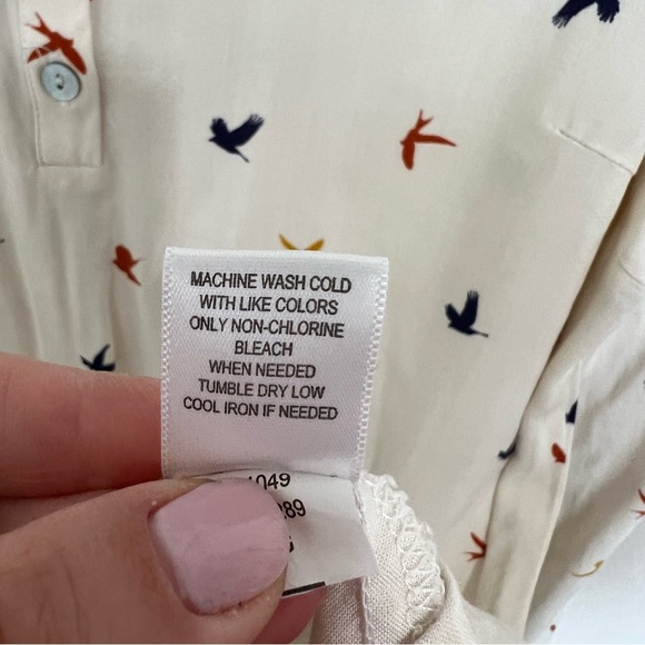 Living Doll Women’s Ivory Long Sleeve Bird Print Dress - Size XL - Picture 9 of 9